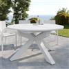 Parama Tavolo da esterno ovale in alluminio bianco allungabile 145/199x75cm | Juma