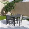 Parama Set da esterno grigio con tavolo 90x90x74 cm e 4 sedie in alluminio con textilene e braccioli squadrati | Marel