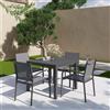 Parama Set da esterno grigio con tavolo 90x90x74 cm e 4 sedie in alluminio con textilene e braccioli tondi | Marel