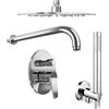 Parama Set doccia cromato - Miscelatore incasso 2 vie Judy, braccio 35cm, soffione slim 30cm e doccino