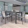 Parama Set da esterno grigio con tavolo allungabile 160/240x75cm e 4 sedie in alluminio e textilene con braccioli tondi | Marel