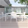 Parama Set da esterno bianco con tavolo allungabile 160/240x75cm e 4 sedie in alluminio e textilene con braccioli squadrati | Marel