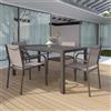 Parama Set da esterno tortora con tavolo allungabile 160/240x75cm e 4 sedie in alluminio e textilene con braccioli tondi | Marel