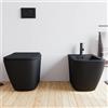 Parama Sanitari filomuro in ceramica nero opaco vaso rimless sedile soft-close e bidet | Venezia