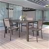 Parama Set da esterno tortora con tavolo allungabile 160/240x75cm e 4 sedie in alluminio e textilene con braccioli squadrati | Marel