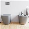 Parama Sanitari filomuro in ceramica grigio opaco vaso rimless sedile soft-close e bidet | Venezia