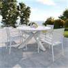 Parama Set da esterno bianco con tavolo ovale allungabile 145/199x75cm e 4 sedie in alluminio e textilene con braccioli tondi | Juma