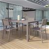 Parama Set da esterno tortora con tavolo allungabile 160/240x75cm e 4 sedie in alluminio | Zenor