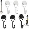 sinzau Ganci Magnetici, 6 Pezzi Neodimio Gancio Magnetico, Ganci Magnetic Girevoli, Magnete Gancio da 16 mm, Gancio per Cucina, per Griglie, Cucine, Armadietti, Uffici, Frigoriferi, Bianco e Nero