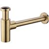 TRUSTMI Ottone rotondo bagno lavandino lavello trappola bottiglia bacino lavello scarico tubo regolabile in altezza 1-1/4 uscita, oro spazzolato