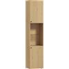 HOMCOM Colonna da Bagno Slim 6 Ripiani, 2 Ante, Scomparti Aperti, Ripiano in Vetro Temperato, Ripiani Regolabili, Rovere | Aosom Italy