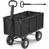 VEVOR Carrello Portaoggetti da Giardino Carretto da Giardinaggio in Acciaio Carico max da 544,3 kg Carrello per Trasporto Legna Terra Detriti con Lati Rimovibili, Compatibile per Trattorino, Nero