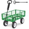VEVOR Carrello da Giardino in Acciaio Portaoggetti Carico max 408,2 kg Carrello da Trasporto per Legna Terra Detriti Lati Rimovibili Ruote Antiforatura in PU, Carretto Compatibile con Trattori, Verde