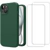 Evetane Cover iPhone 15 e 2 schermi di protezione - Silicone - Verde - refurbished