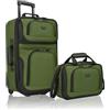 U.S. Traveler Rio - Set di bagagli a mano espandibili in tessuto robusto, Verde, Taglia unica, Rio - Valigia leggera da 50,8 cm, design espandibile, resistente, per lavoro e viaggi