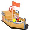 Sabbiera per Bambini in Legno a Forma di Nave dei Pirati con Vano Contenitore, 158x78x45.5 cm