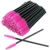 HUAXIYAN 50 pennelli usa e getta per ciglia e mascara, applicatori per ciglia e sopracciglia, kit di pennelli per trucco (nero-rosa)