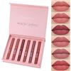 MTUVKGT 6PCS Set di Lucidalabbra Opaco, Set di Rossetti Liquidi Nude, Set di Rossetto Matte non Appiccicosi per Tutte le Occasioni, Set di Trucchi Donna Impermeabile a Lunga Durata Regalo (B)