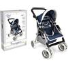TEOREMA S.R.L. PASSEGGINO BLU PER BAMBOLE CON ORSETTO, STRUTTURA IN METALLO 65X38X45CM E CAPPOTTA REGOLABILE