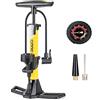 CXWXC Pompa per bicicletta tutte le valvole, pompa ad aria per bicicletta con manometro per indicatore di pressione 11 bar/160 psi pompa da terra per bici da strada, e-bike,MTB (Giallo)