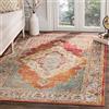 SAFAVIEH Tappeto Boho per Soggiorno, Sala da pranzo, Camera da letto - Crystal Collection, A Pelo Corto, Arancione e azzurro, 91 X 152 cm