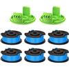 CDIYTOOL Greenworks G24LT - Bobina di filo da 4,9 m di lunghezza, 1,65 mm di diametro, per decespugliatore Greenworks 24V G24LT G24LTK2 G24LT30M G24LT30MK2 (6 bobine + 2 tappi)