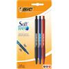 Bic Soft Feel - Penna a sfera, punta media (1,0 mm), colori assortiti, confezione da 3 pezzi