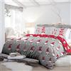 Fusion Christmas Gonks - Set copripiumino in 100% cotone spazzolato, 3 pezzi per letto matrimoniale, in argento GFCSV21PZU