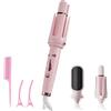 Redrentik Ferro arricciacapelli automatico 3 in 1 rosa, rivestimento in ceramica ghiacciata, riscaldamento rapido 30 s, 5 temperature (160 ° C-200 °C), spegnimento auto 40 min, allarme acustico, rosa