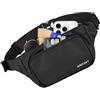 Razobws Marsupio Uomo Donna Impermeabile, Borsa da Cintura Regolabile (60-140cm) per Sport Trekking Viaggi, Marsupio Sportivo con Foro per Cuffie & 3 Tasche