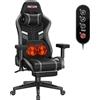 Douxlife Sedia da Gaming con Massaggio a Impasto, Ergonomica Sedia da Ufficio con Riscaldamento, Poggiapiedi, Reclinabile da 90° a 175°, Braccioli 2D più Spessi, Portata 180 kg, Grigio