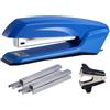 Bostitch Office Ascend - Cucitrice 3 in 1, capacità 20 fogli, include 1.250 punti, rimozione e rimozione punti extra, scomparto per graffette, colore: blu