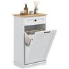 HOMCOM Mobile Bagno in Legno con Cesto Portabiancheria Ribaltabile e Cassetto Spazioso per Organizzazione Ottimale in Bianco|Aosom