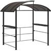 Outsunny Gazebo per Barbecue con Tetto e 2 Ripiani Portaoggetti, in Metallo e PC, 240x150x230cm, Grigio Scuro