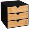 5FIVE Cassettiera da tavolo 3 cassetti bamboo, organizer da scrivania, 25x31x25 cm