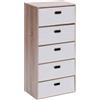 5FIVE Cassettiera dress up 5 cassetti, 50x30x100 cm, mobile contenitore salvaspazio per camera e bagno
