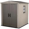 KETER ITALIA S.P.A. Casetta da Giardino Keter Factor 6×6 in Resina effetto legno, 227 × 195 × 208 cm, doppia porta & 2 mensole