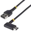 StarTech.com Cavo da USB-A a USB-C a 90° da 2m - Cavetto di Ricarica Veloce USB Tipo C per uso intensivo - Cavo Dati da USB 2.0 Type-A a Type-C in Fibra Aramidica - 3A - Nero (R2ACR-2M-USB-CABLE)