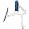 VIVO STAND-V002KW - Supporto per doppio monitor per schermi da 17 a 32, regolazione pneumatica dell'altezza, inclinazione articolata, girevole, resistente supporto VESA con morsetto a C da scrivania