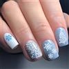 Carufin 24 Pz Stampa di Natale sulle Unghie Brevi Unghie False Rosso e Bianco Strisce Acriliche Unghie Carino Elk Fiocco di Neve Copertura Completa Unghie False Xmas Nail (C)
