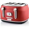 Westinghouse. Tostapane Retro WKTTB809RD Colore Rosso | Capacità per 4 fette | 5 configurazioni | Bronzo regolabile | Griglia di riscaldamento e vassoio per briciole.