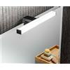 Intec APPLIQUE LED NOIR NERO QUADRA FISSAGGIO PARETE E SPECCHIO 5W 600LM 4000K IP44 30X9,5X4,45CM