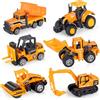 Oriate Veicoli da cantiere, set da 6 pezzi, bulldozer, carrello elevatore, escavatore e altre auto giocattolo educative per interni ed esterni, mini modelli di auto, regalo per la festa dei bambini