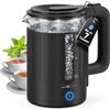 Clatronic Bollitore Elettrico Clatronic WK 3837 da 1,7 l in Vetro, Senza BPA, Controllo con Una Sola Mano, alloggiamento termoisolante, bollitore Elettrico Nero