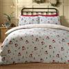 Dreams & Drapes - Copripiumino vintage rosso in pile con pettirossi - Letto King Size (230 220 cm) - Reversibile (2 fantasie) - Morbido copripiumino in pile Teddy color carta da zucchero - Biancheria