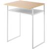 Yamazaki 1487 Tower Tavolo con ripiano in legno e piano estraibile, bianco, acciaio/legno, minimalista, 45,2 x 53 x 66,8 cm