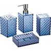 A+KCEYON Set di 4 accessori da bagno blu navy blu navy accessori da bagno portaspazzolino dispenser set contiene portasapone bicchiere modello diamante controsoffitto bagno Vanity Decor Set plastica