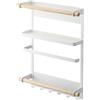 YAMAZAKI 2559 TOSCA Magnetic Refrigerator Side Rack, white, Steel/Wood, 32 x 10 x 36 cm