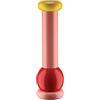 Alessi MP0210 2 Totem Domestici Macinasale, Pepe e Spezie di Design in Legno di Faggio, Rosa, Rosso e Giallo