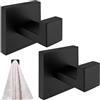 Funngy Gancio Accappatoio Doccia,2 PCS Ganci Adesivi per Asciugamani da Bagno Gancio Accappatoio Doccia in Acciaio Inox Nero Opaco Appendini Resistenti per Cucina Garage Porta Accappatoio Parete